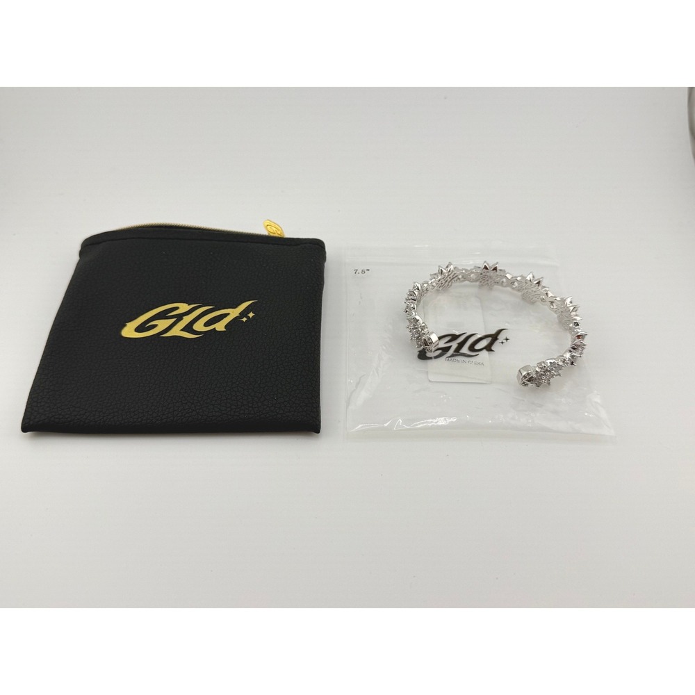 GLD Diamond Infinity Flower Cuff Bracelet 7.5" White Gold Finish‎ New